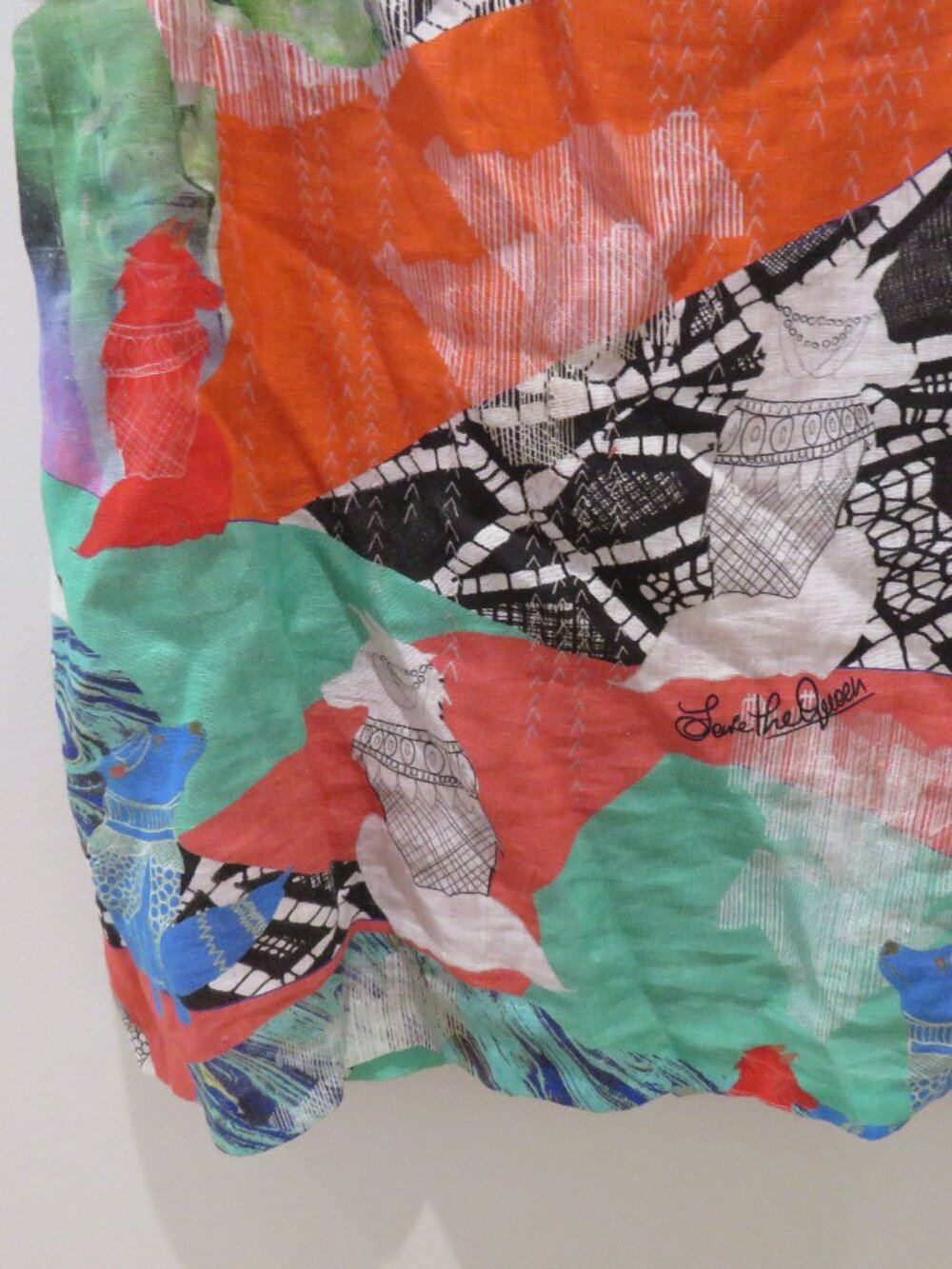 SAVE THE QUEEN 100% Linen Abstract Artsy Dress XL Quirky Lagenlook Avant Garde - Picture 3 of 16